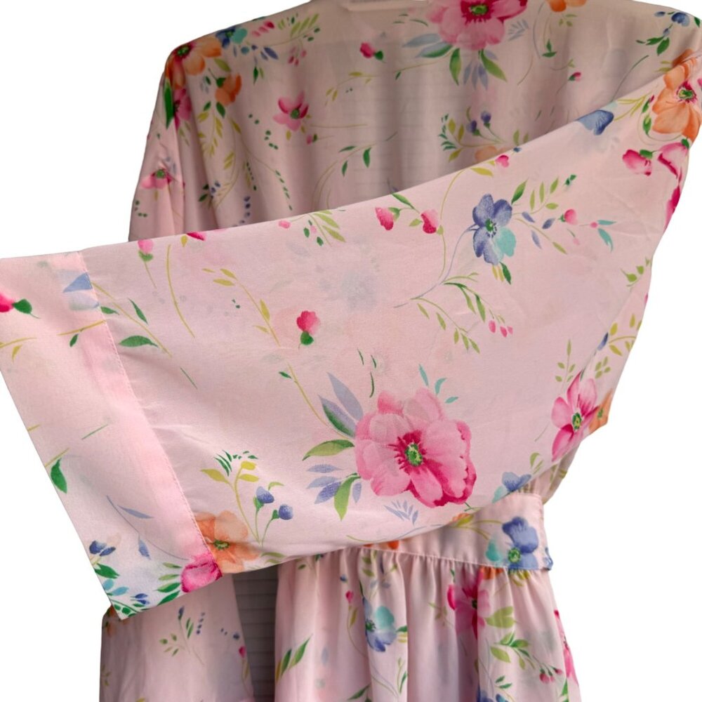 Victoria's Secret Kimono Sexy Robe Lingerie O/S  Pink Blue Floral Tie Loungewear - Picture 11 of 14